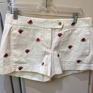 J. Crew White Watermelon Embroidered Shorts